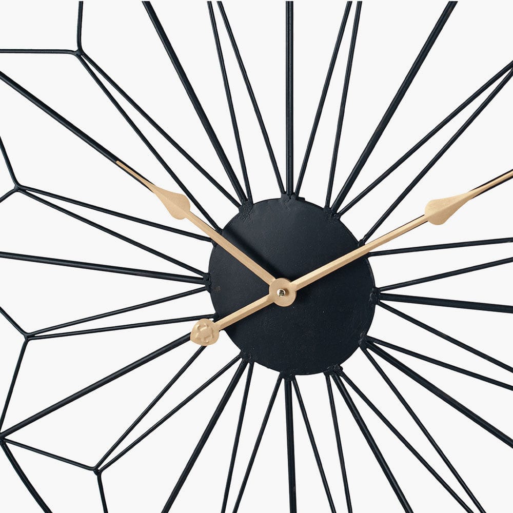 Black and Gold Metal Geo Design Round Wall Clock.