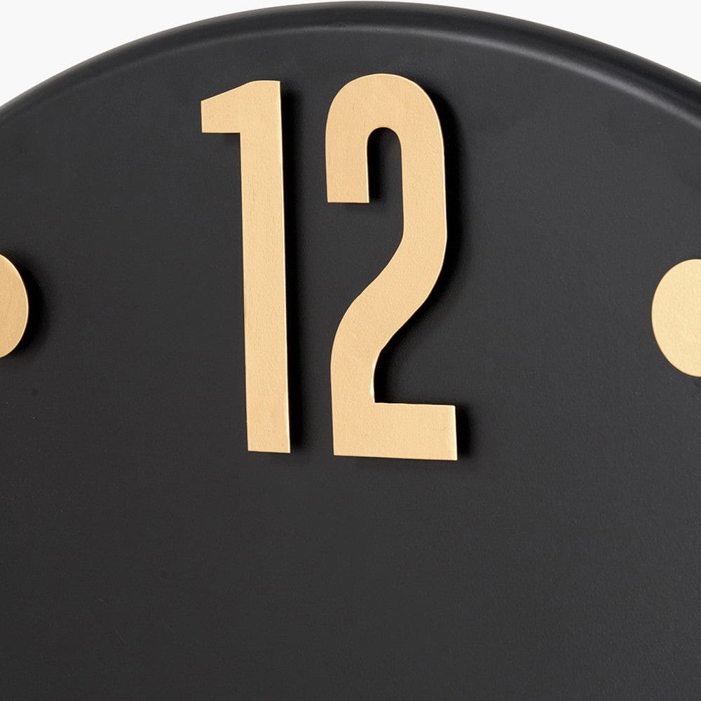 Black and Gold Metal Retro Wall Clock.