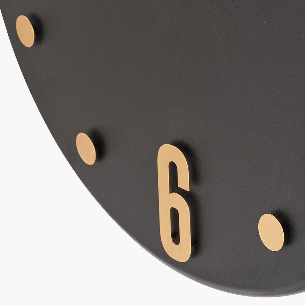 Black and Gold Metal Retro Wall Clock.