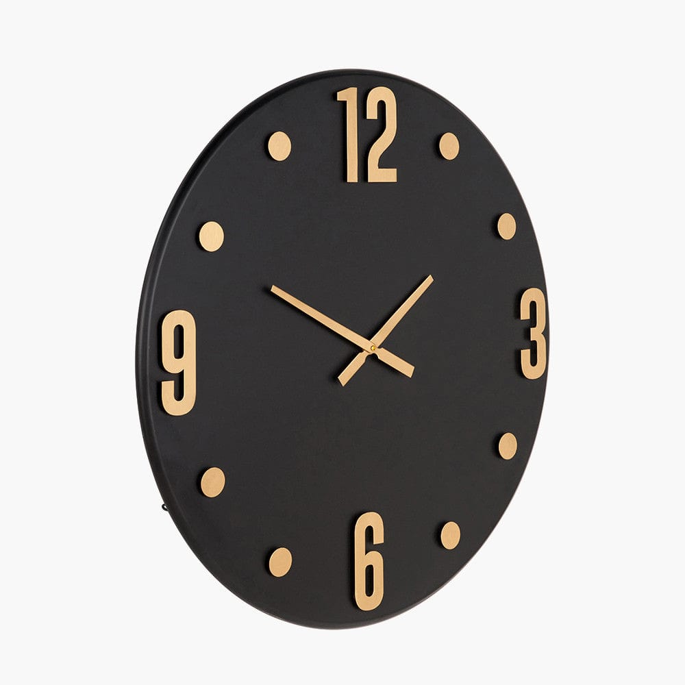 Black and Gold Metal Retro Wall Clock.