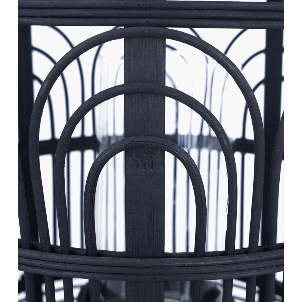 Black Bamboo and Glass Lantern Large.