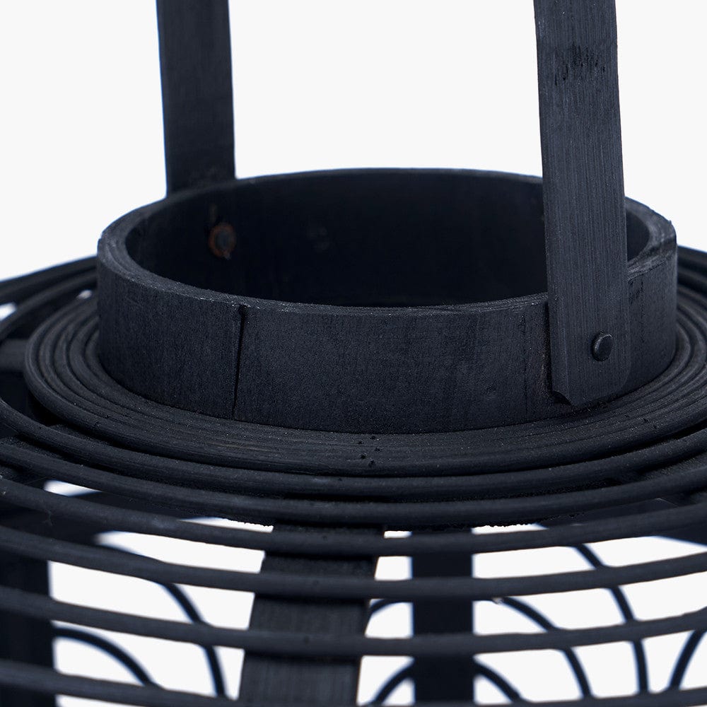 Black Bamboo and Glass Lantern Large.