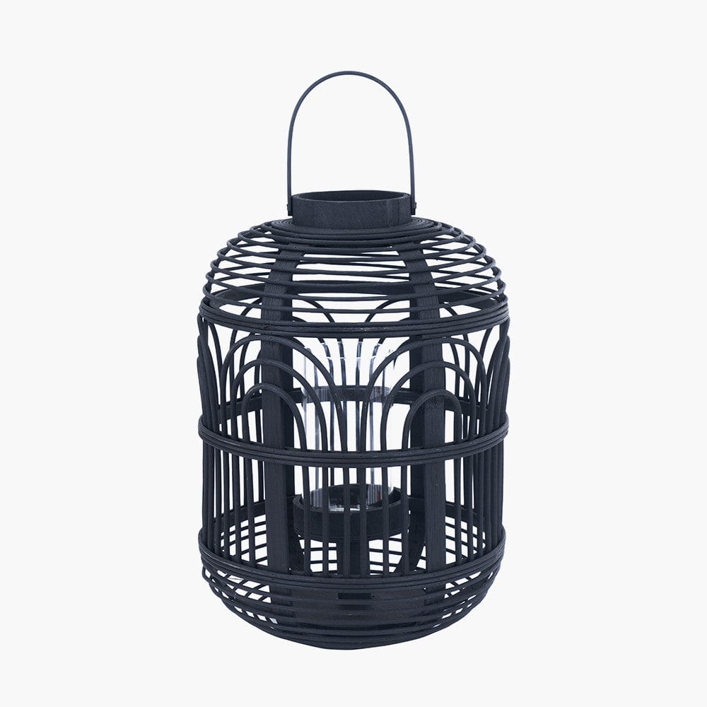 Black Bamboo and Glass Lantern Small.