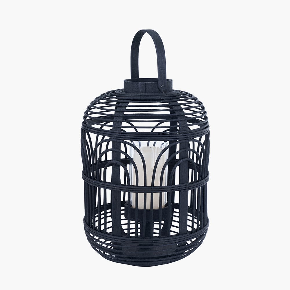 Black Bamboo and Glass Lantern Small.