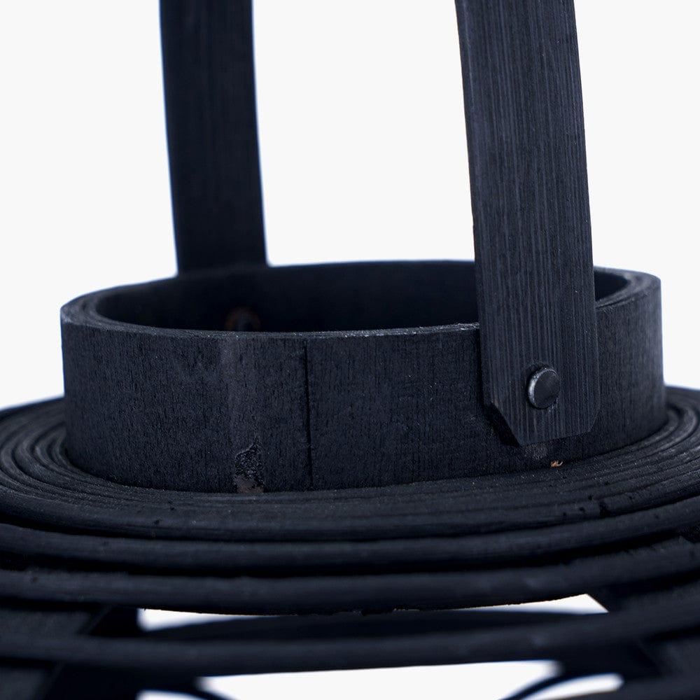 Black Bamboo and Glass Lantern Small.