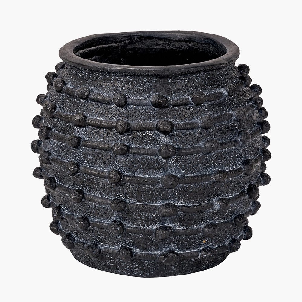 Black Bobble Fibrestone Decorative Planter Large.