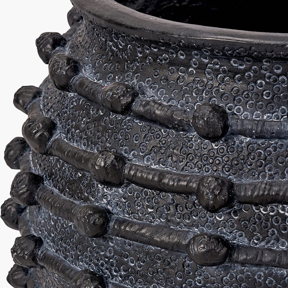 Black Bobble Fibrestone Decorative Planter Large.