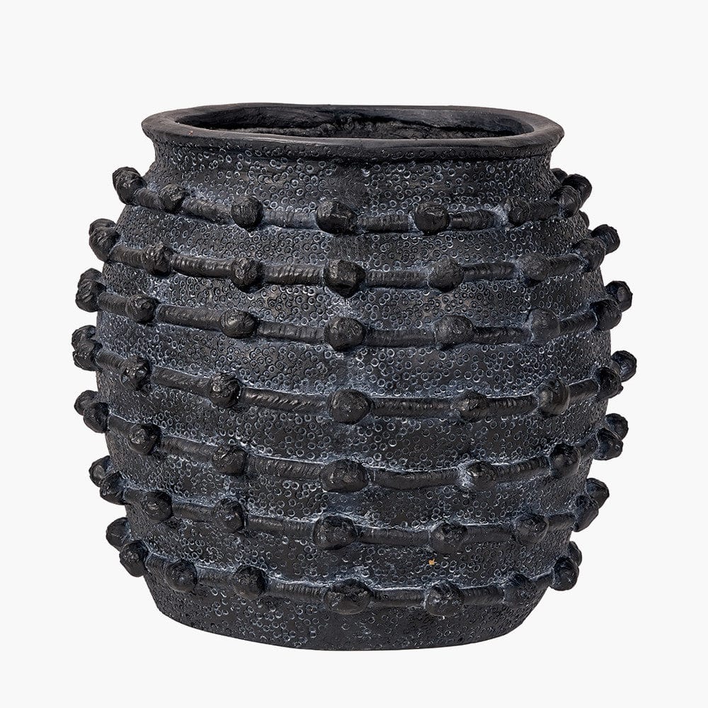 Black Bobble Fibrestone Decorative Planter Large.