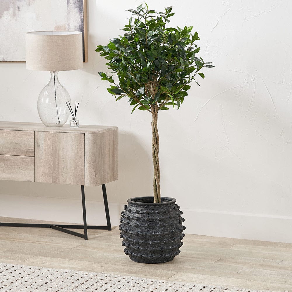 Black Bobble Fibrestone Decorative Planter Large.
