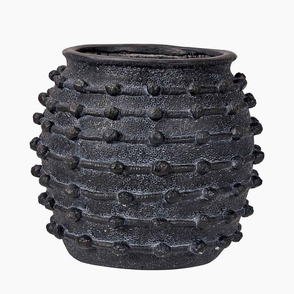 Black Bobble Fibrestone Decorative Planter Large.
