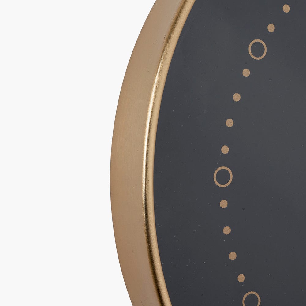 Black Face and Antique Brass Metal Wall Clock.