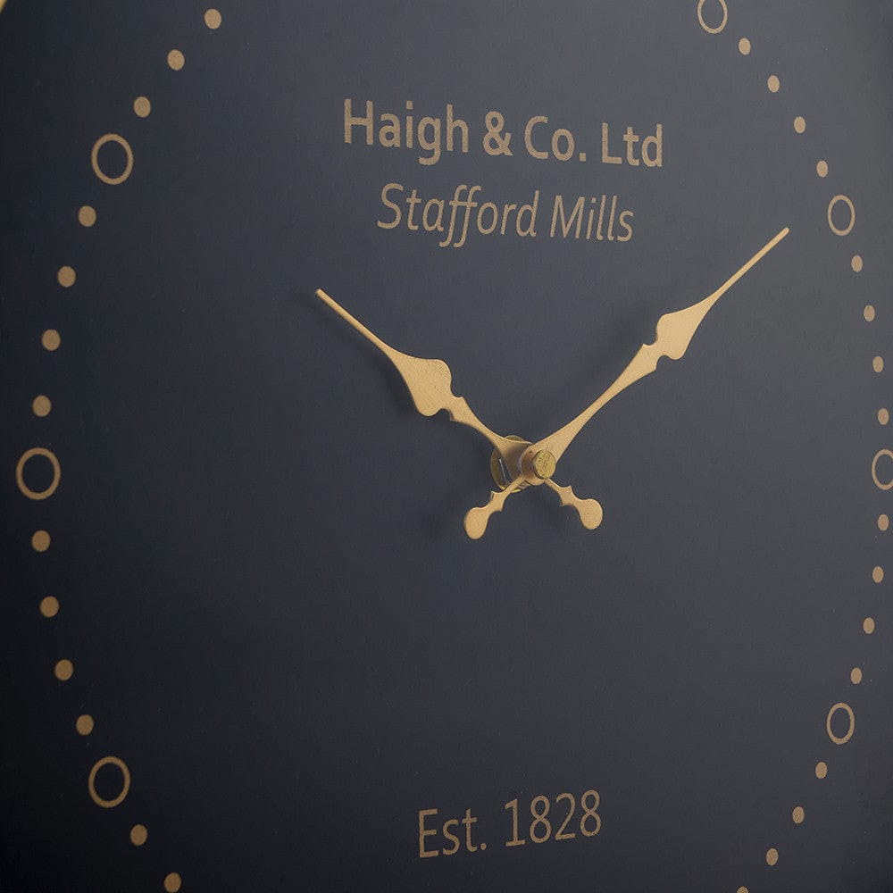 Black Face and Antique Brass Metal Wall Clock.