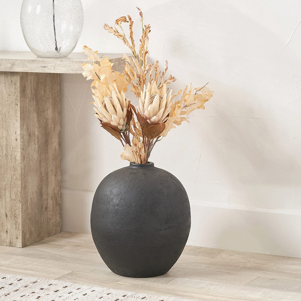 Black Fibrestone Decorative Vase.