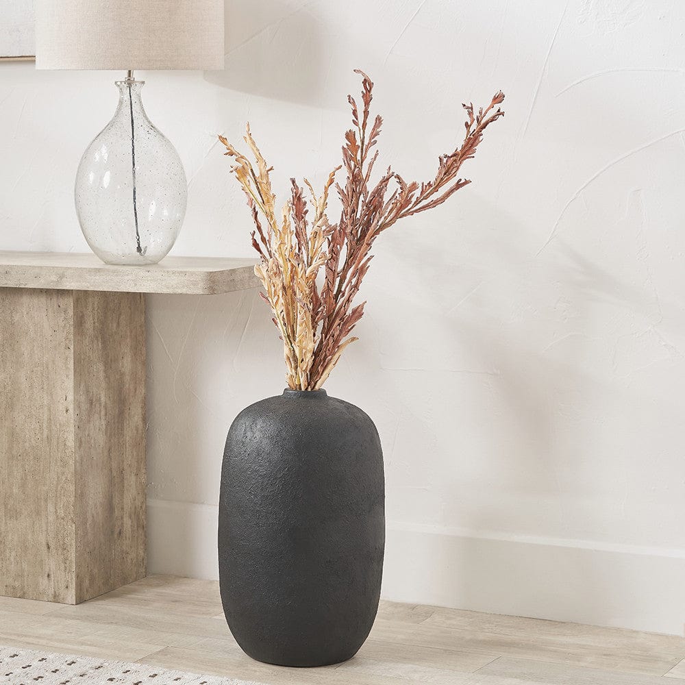 Black Fibrestone Decorative Vase Tall.