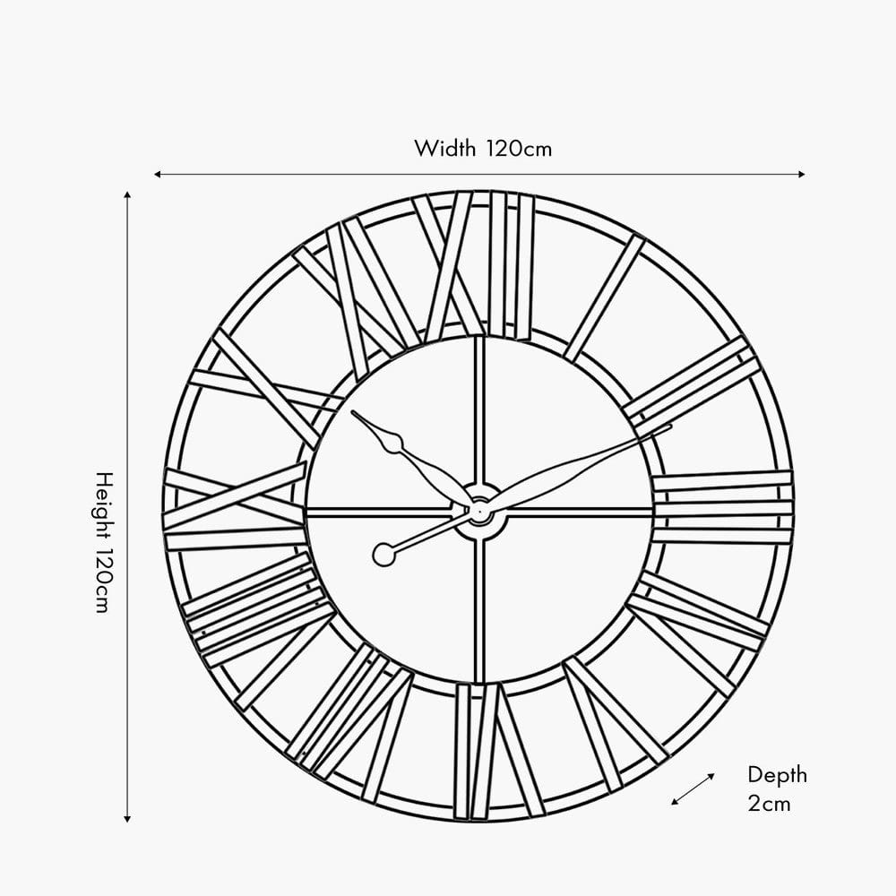Black Metal Large Round Wall Clock.