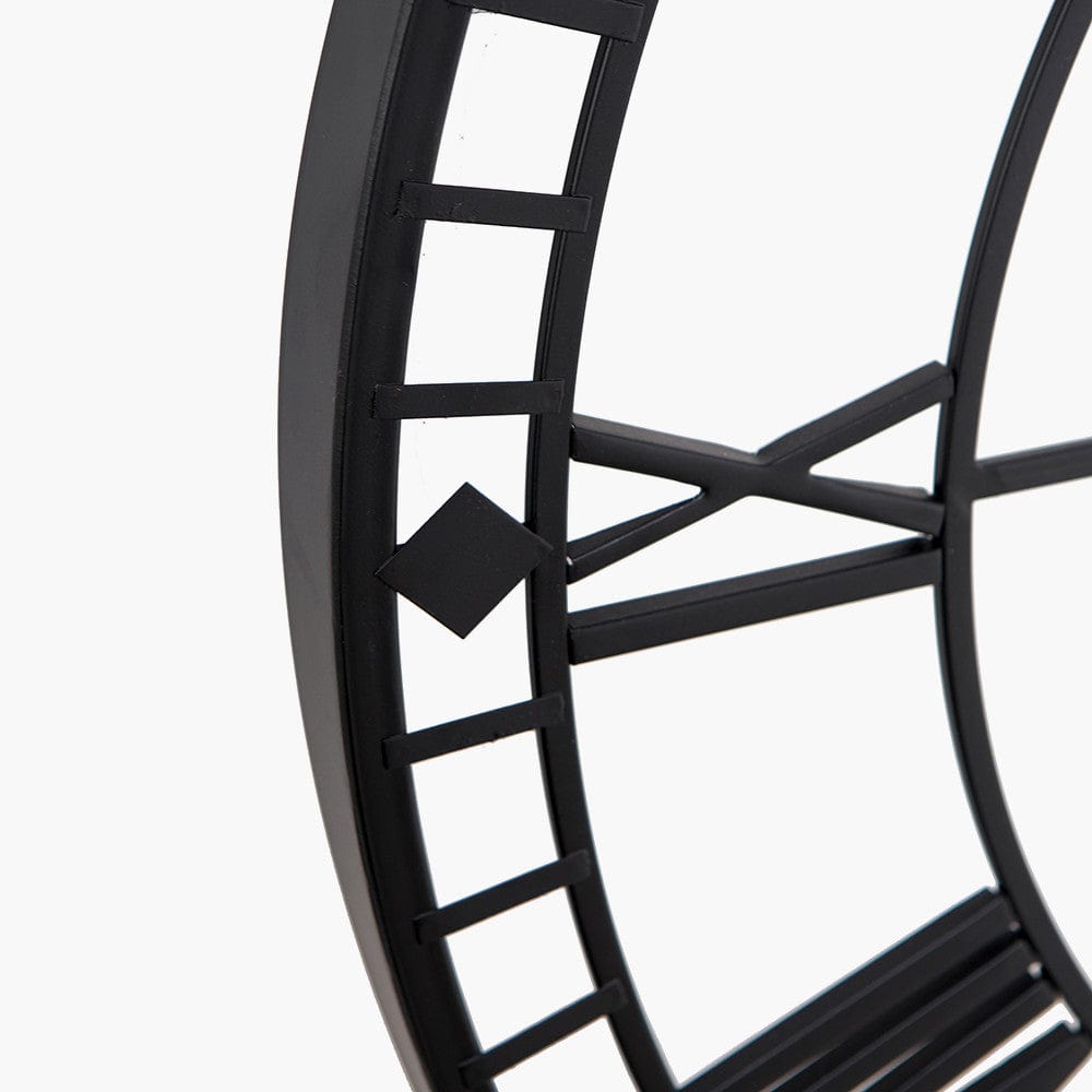 Black Metal Round Skeleton Wall Clock.