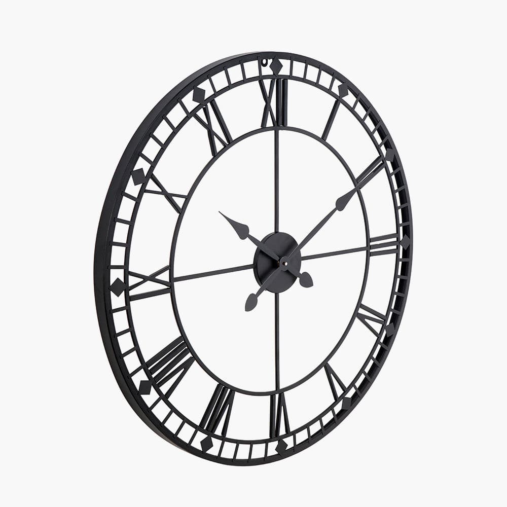 Black Metal Round Skeleton Wall Clock.