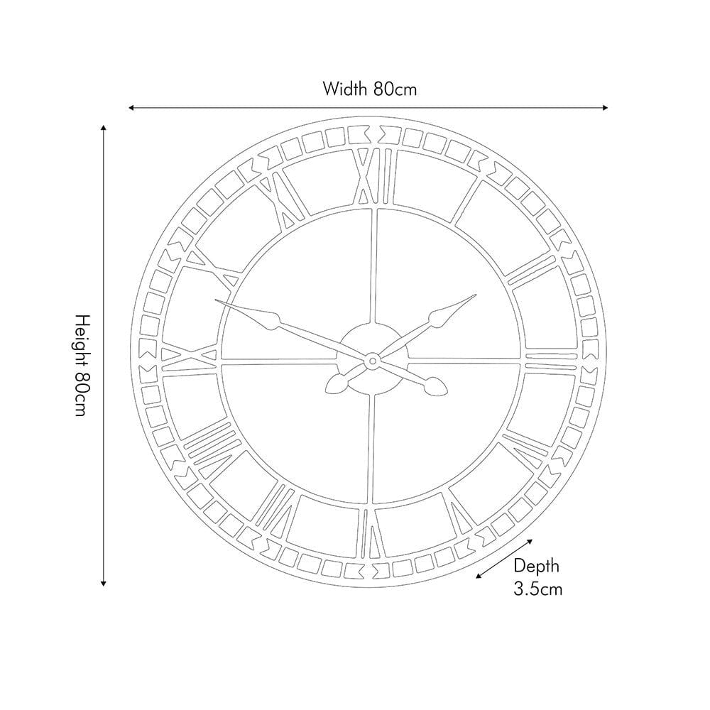 Black Metal Round Skeleton Wall Clock.