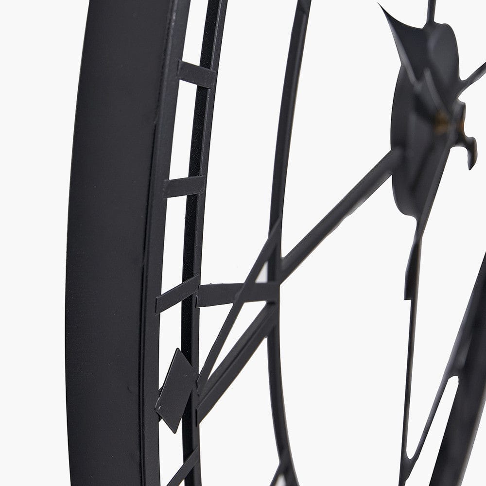 Black Metal Round Skeleton Wall Clock.