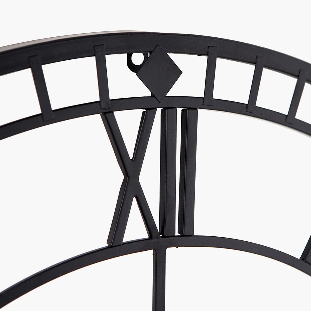 Black Metal Round Skeleton Wall Clock.