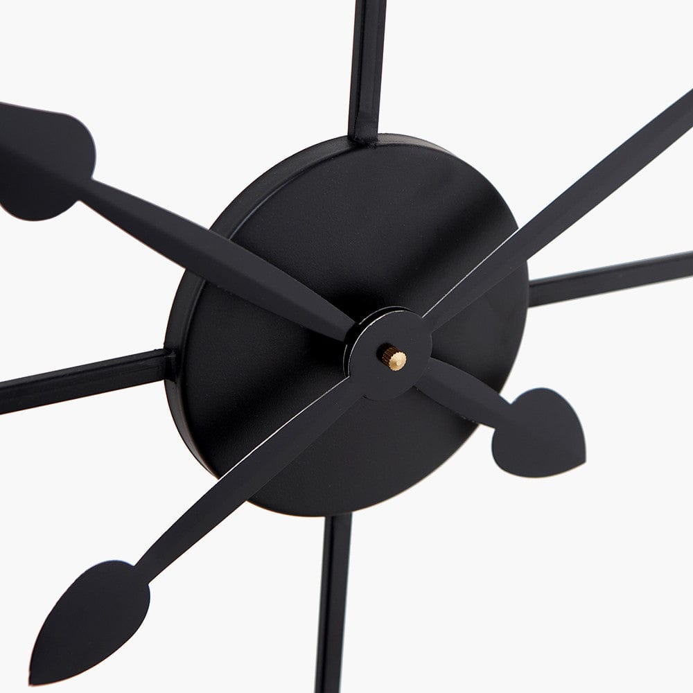 Black Metal Round Skeleton Wall Clock.