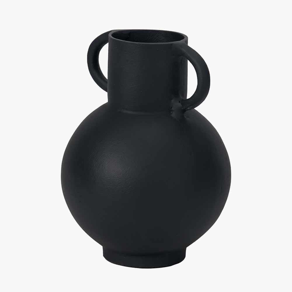 Black Metal Vase with Handles.