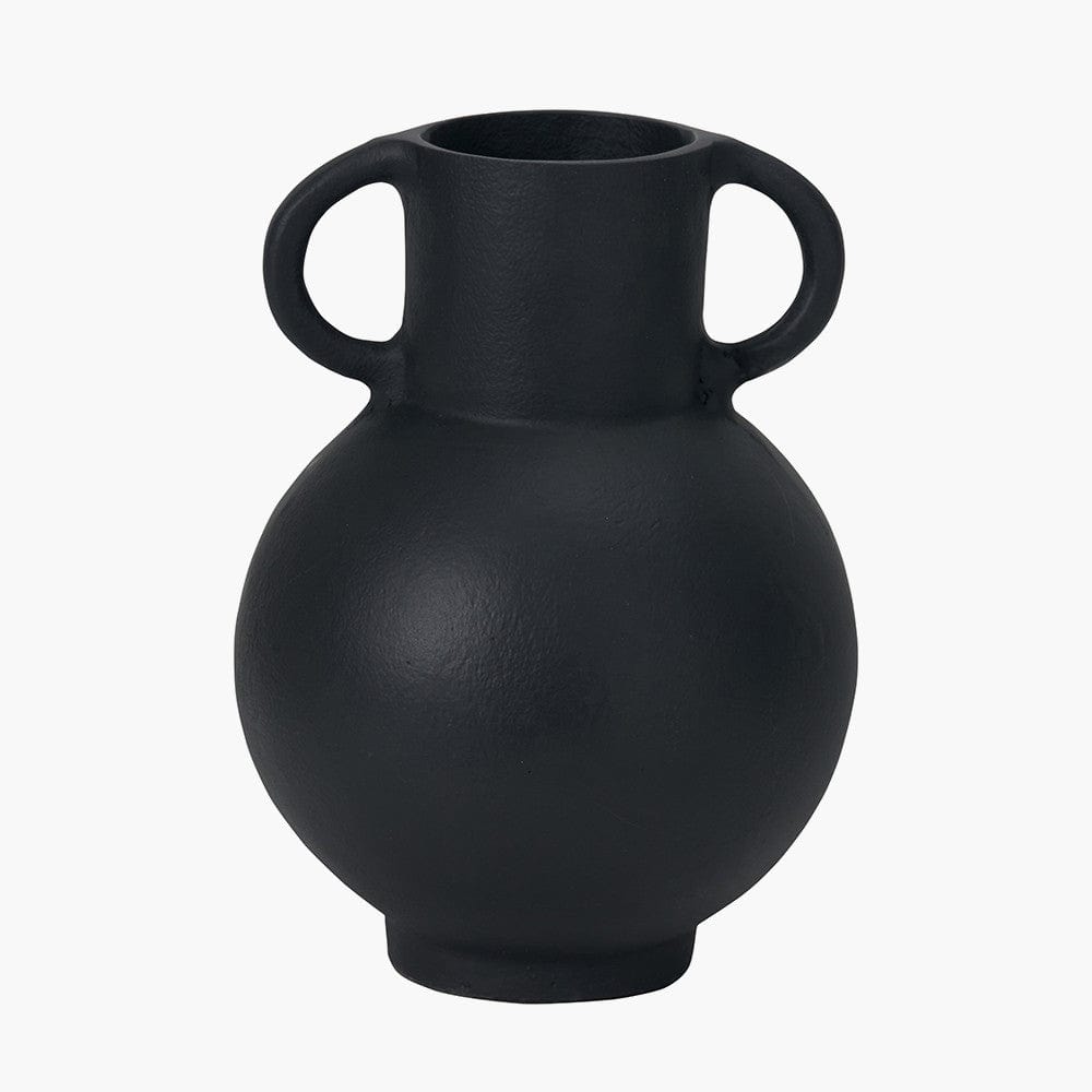 Black Metal Vase with Handles.