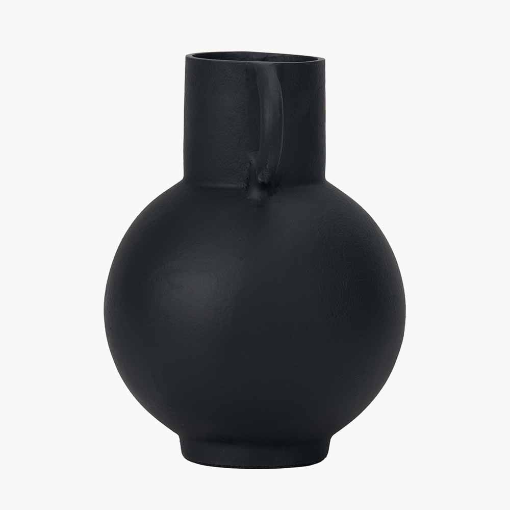 Black Metal Vase with Handles.