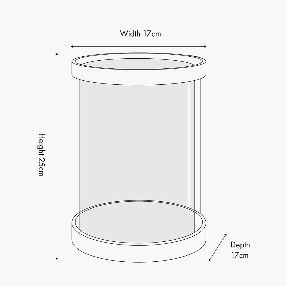 Black Ribbed Metal and Clear Glass Hurricane.