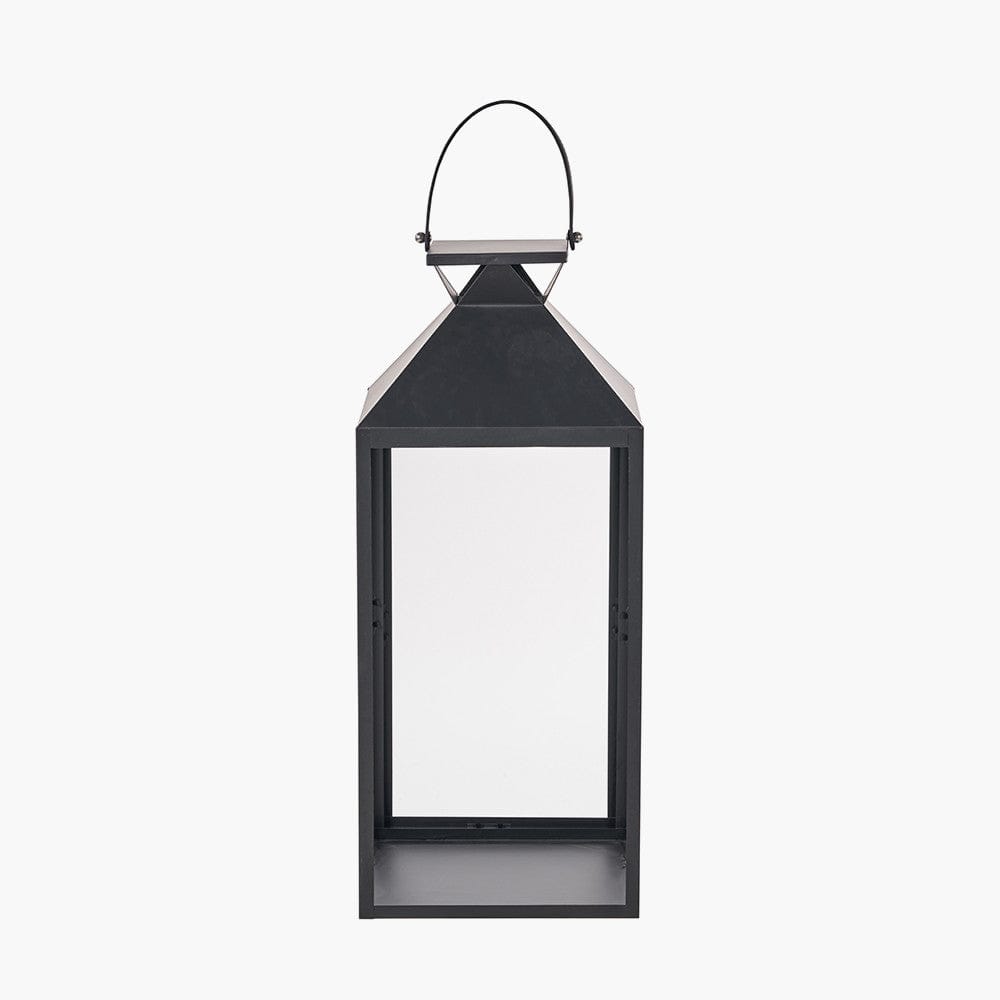 Black Stainless Steel and Glass Large Lantern.