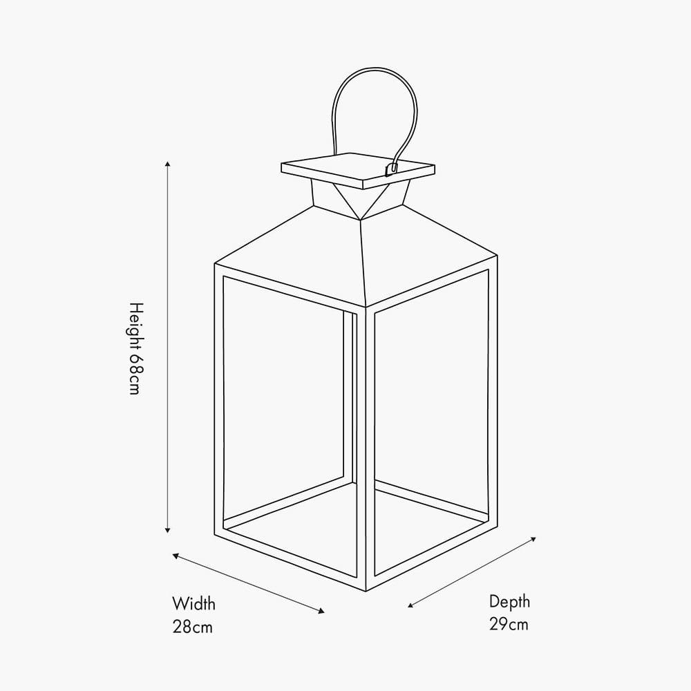 Black Stainless Steel and Glass Large Lantern.