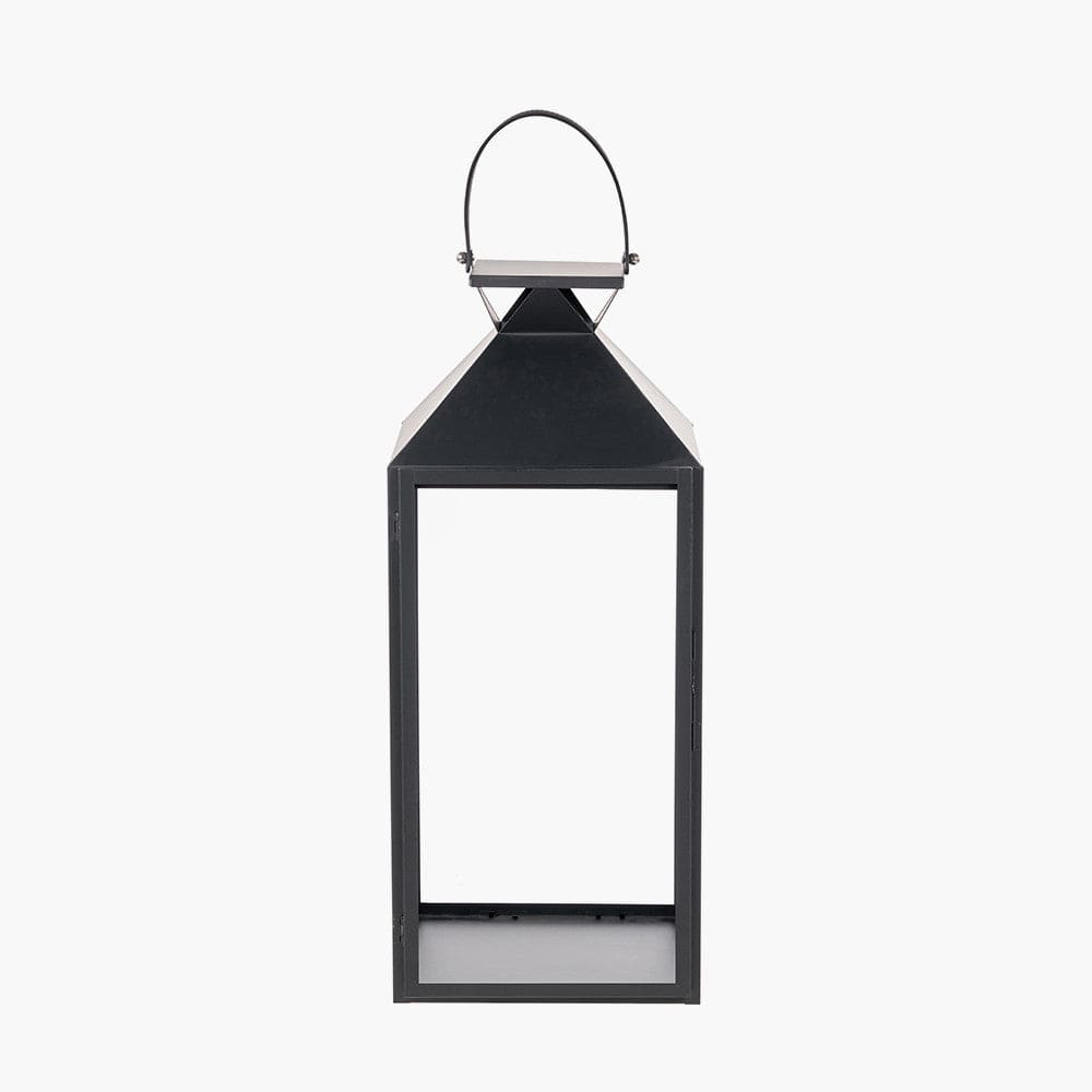 Black Stainless Steel and Glass Large Lantern.