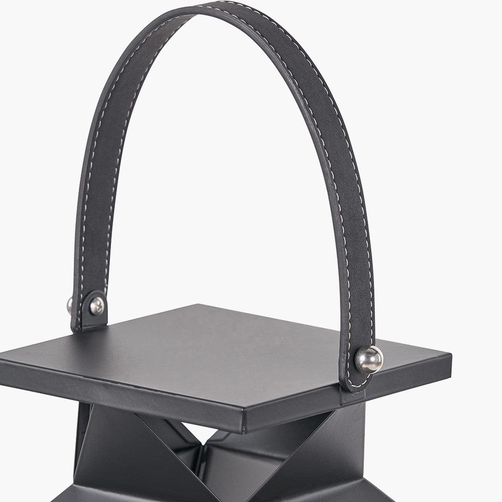 Black Stainless Steel and Glass Large Lantern.