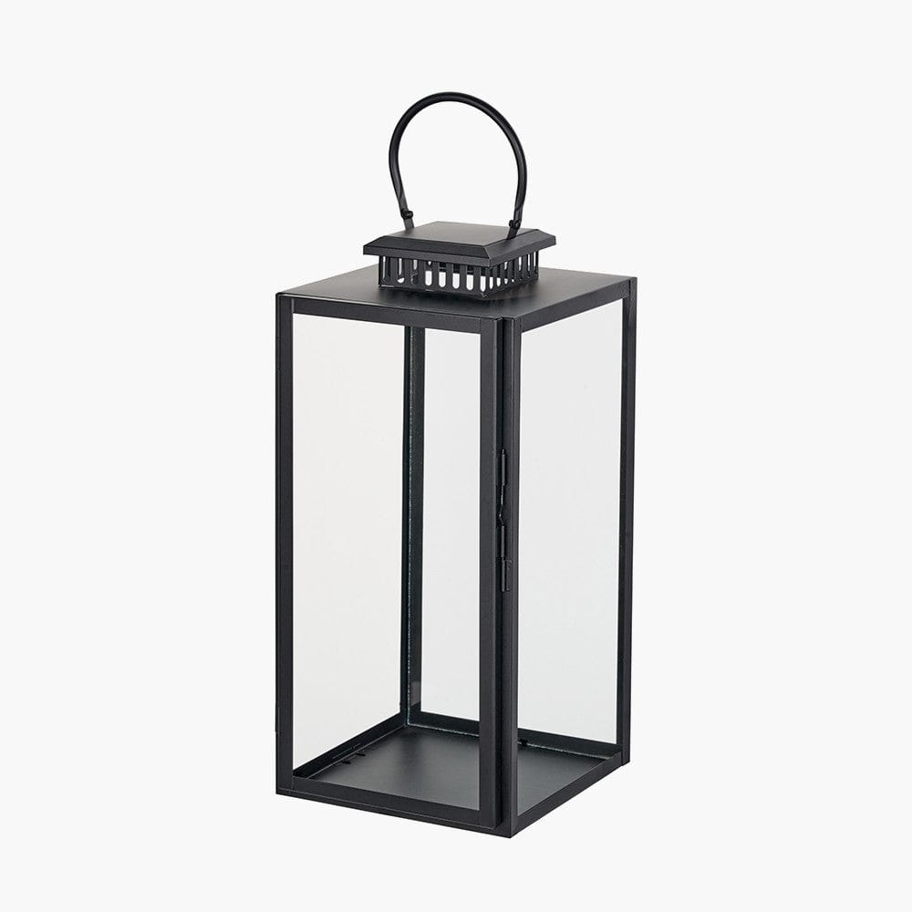 Pacific Lifestyle Accessories Black Stainless Steel and Glass Large Rectangular Lantern House of Isabella UK