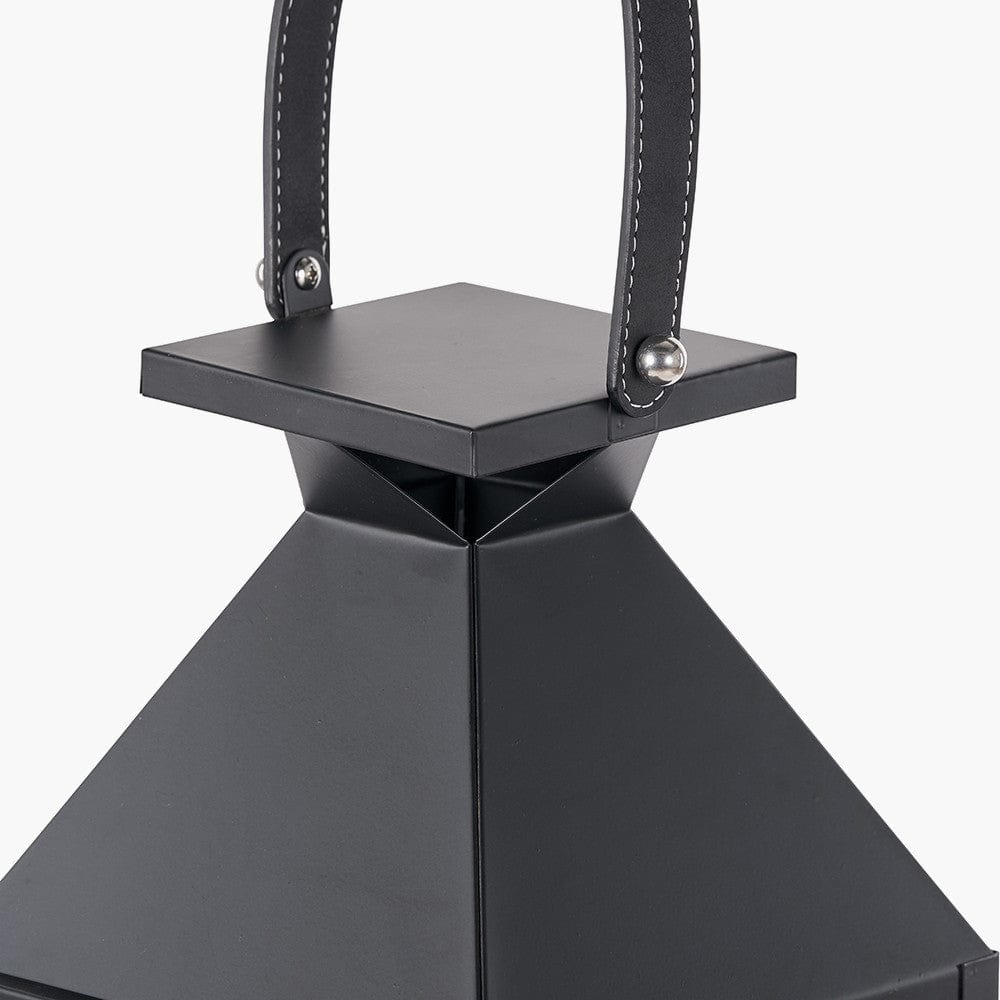 Black Stainless Steel and Glass Large Tall Lantern.