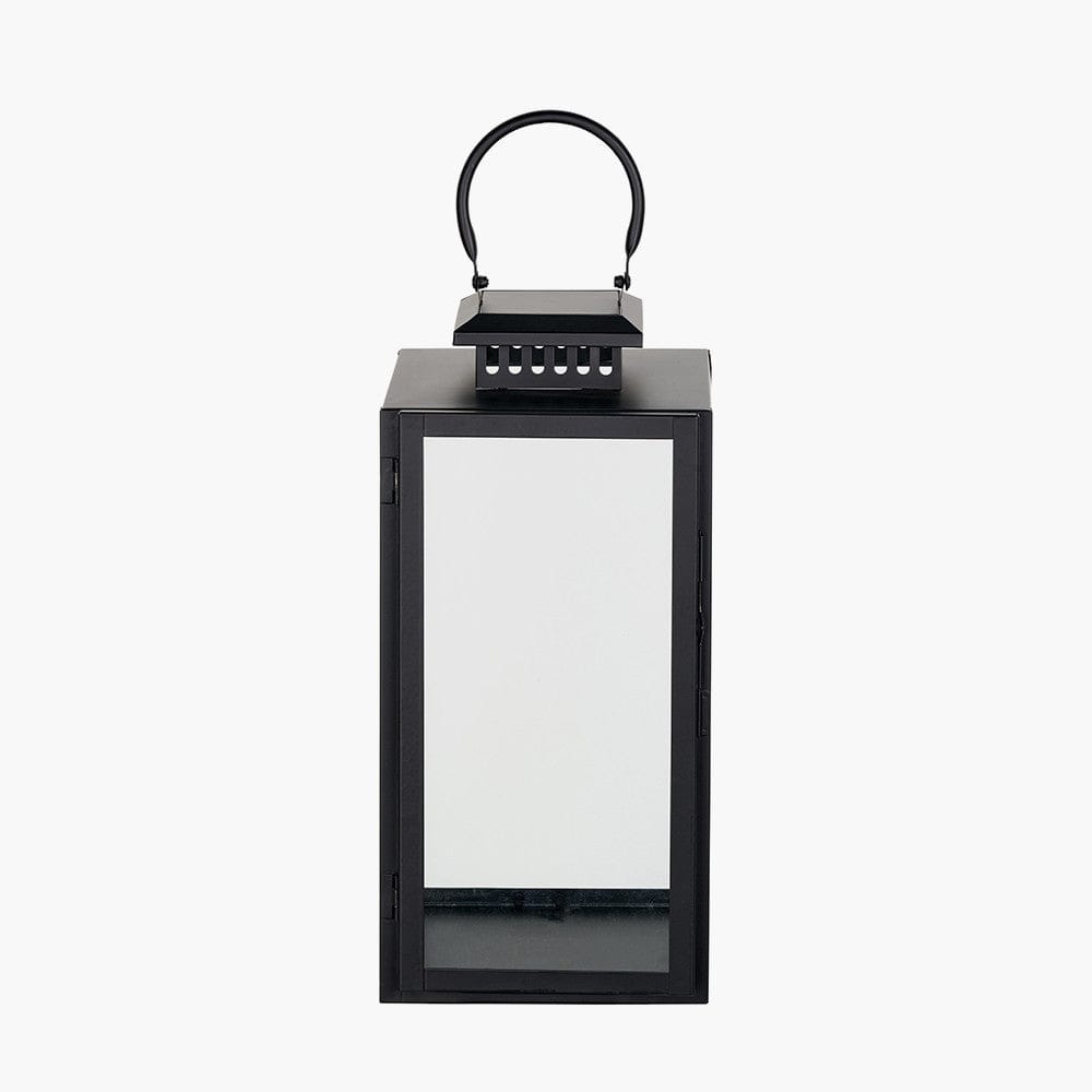 Black Stainless Steel and Glass Medium Rectangular Lantern.