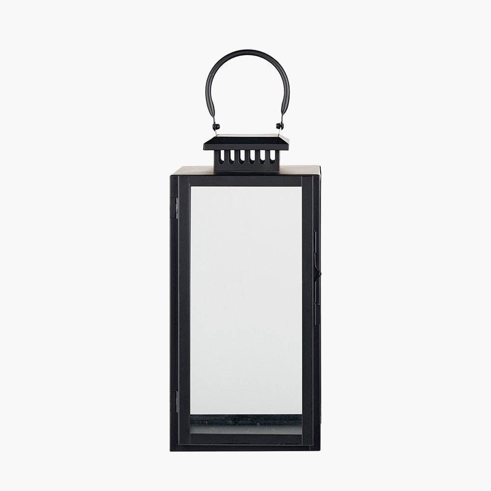 Black Stainless Steel and Glass Medium Rectangular Lantern.
