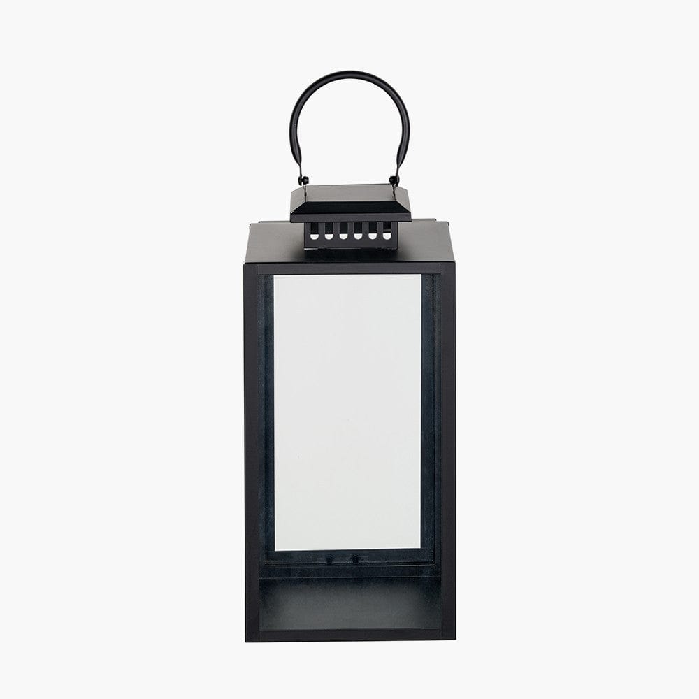 Black Stainless Steel and Glass Medium Rectangular Lantern.