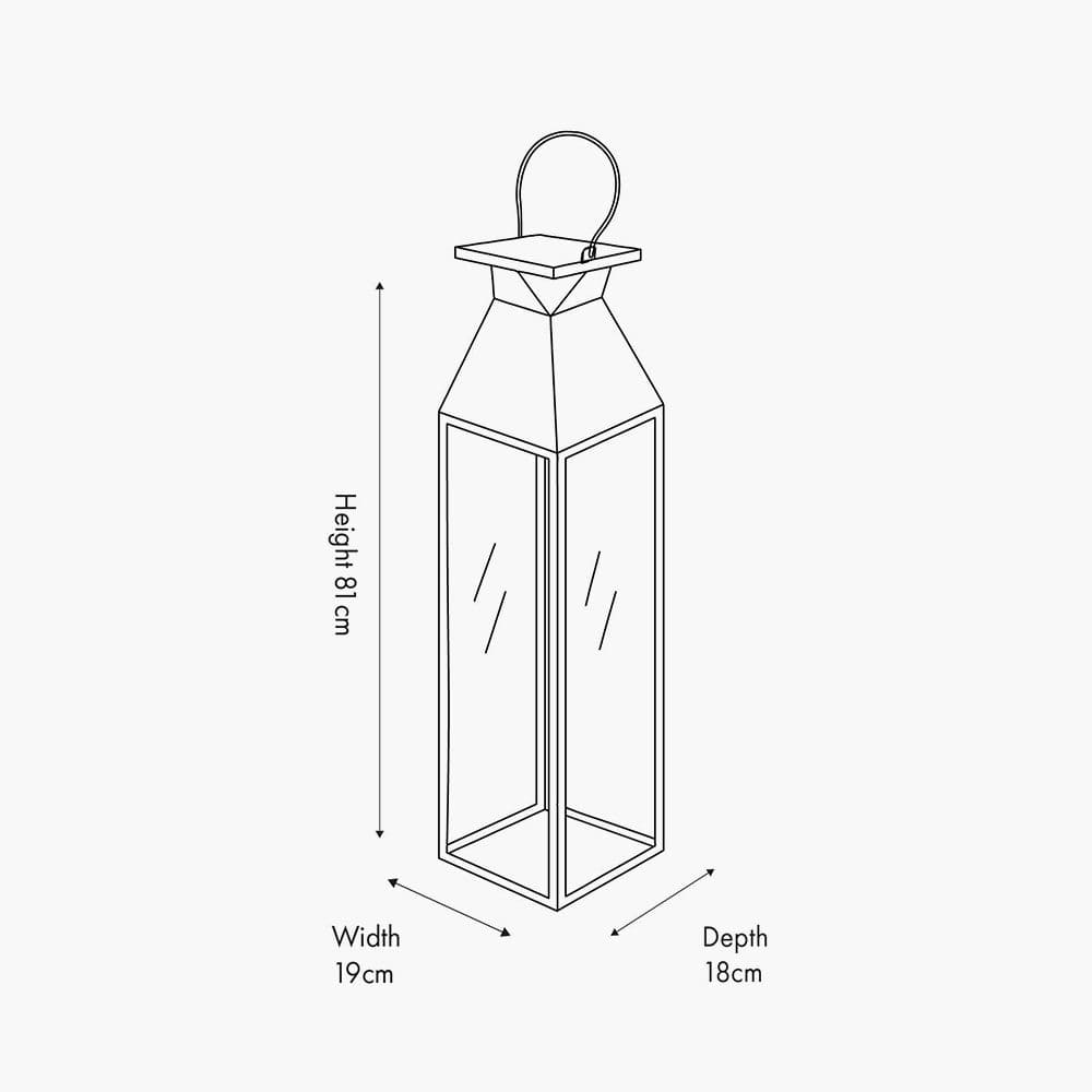 Black Stainless Steel and Glass Medium Tall Lantern.