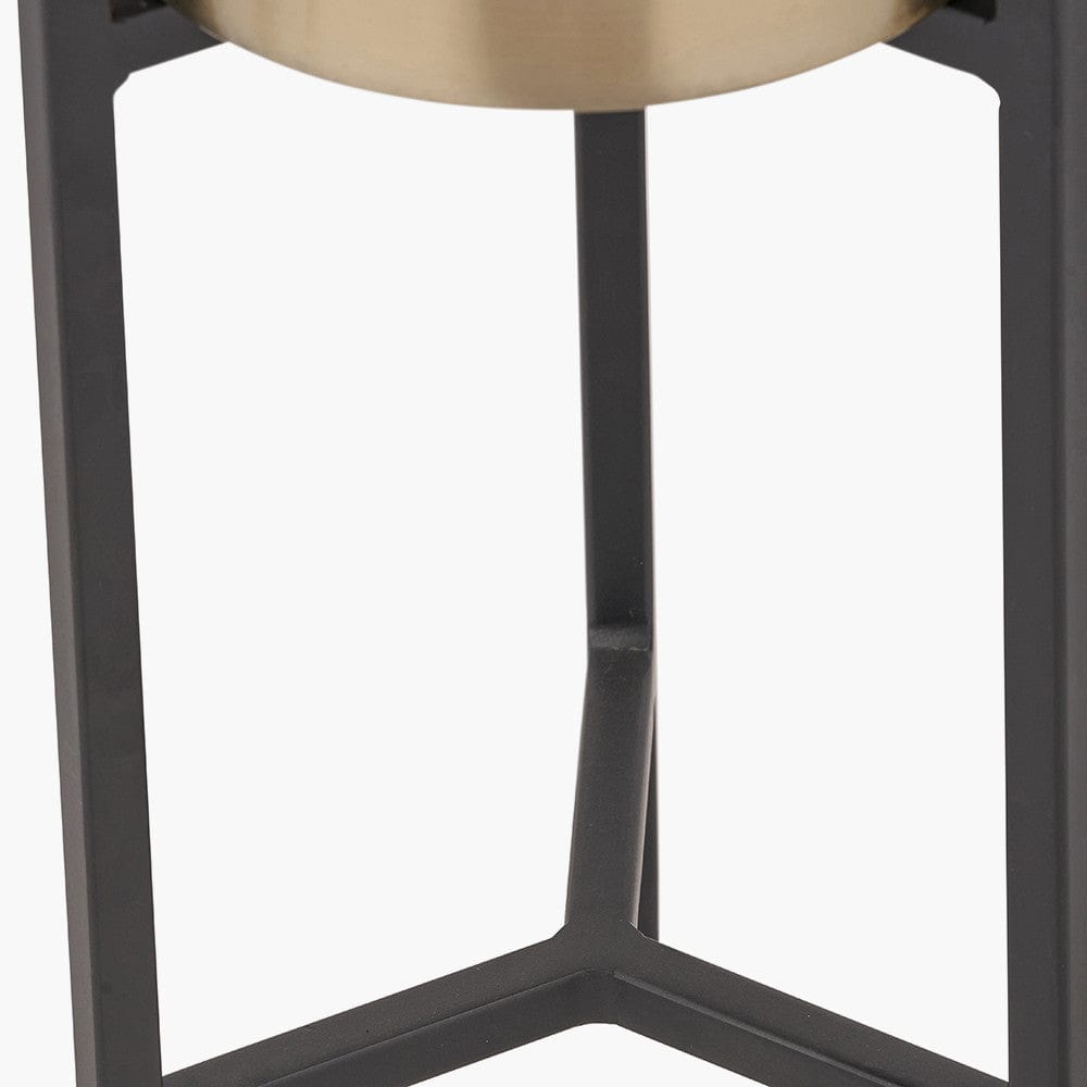 Brass and Matt Black Metal Floor Planter.