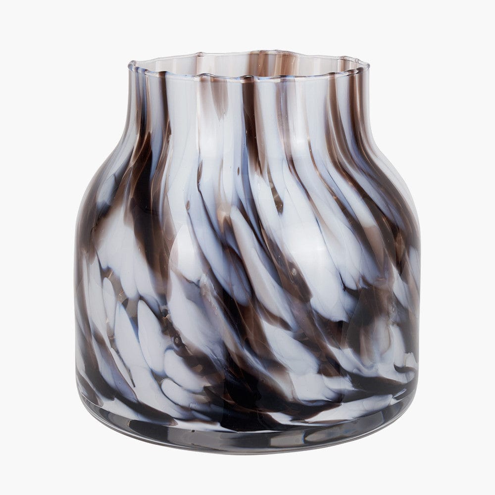 Pacific Lifestyle Accessories Brown and White Tortoiseshell Glass Vase House of Isabella UK