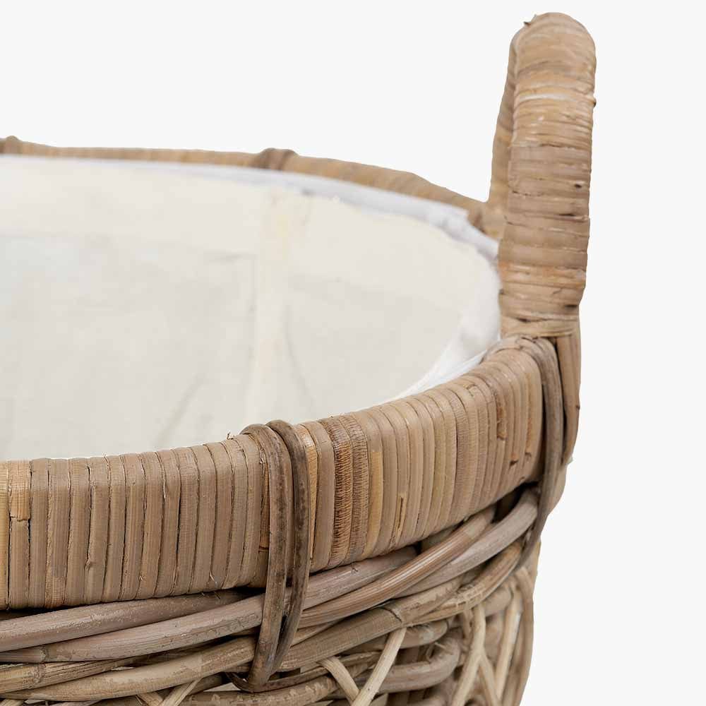 Brown Rattan Oval Handled Laundry Basket.