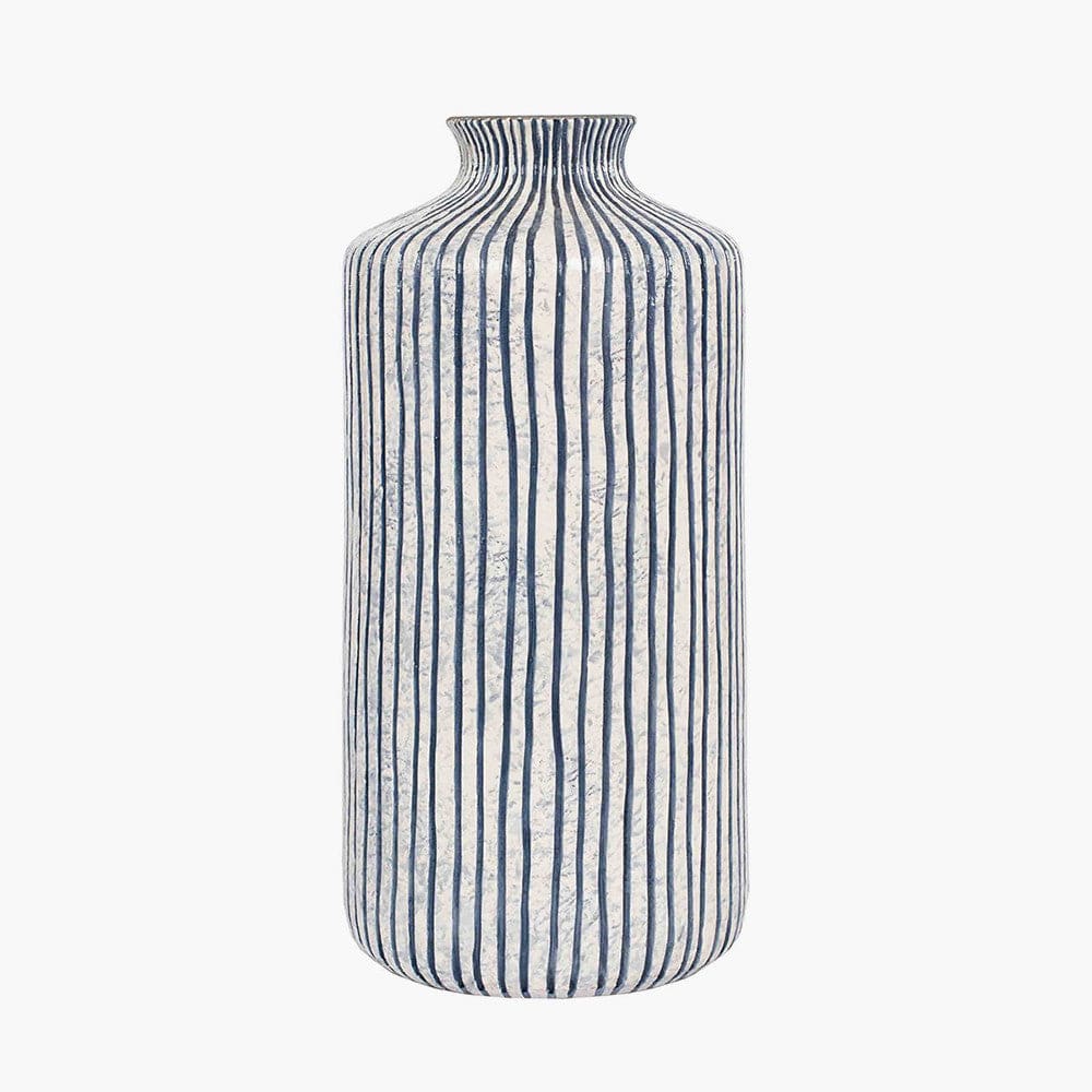 Pacific Lifestyle Accessories Bude Blue and White Stripe Stoneware Vase House of Isabella UK