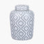 Celia Grey and White Ceramic Geo Pattern Lidded Ginger Jar.