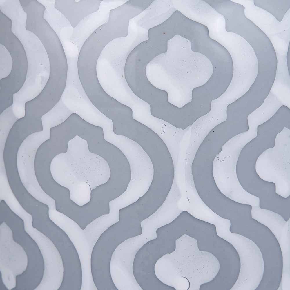 Celia Grey and White Ceramic Geo Pattern Lidded Ginger Jar.