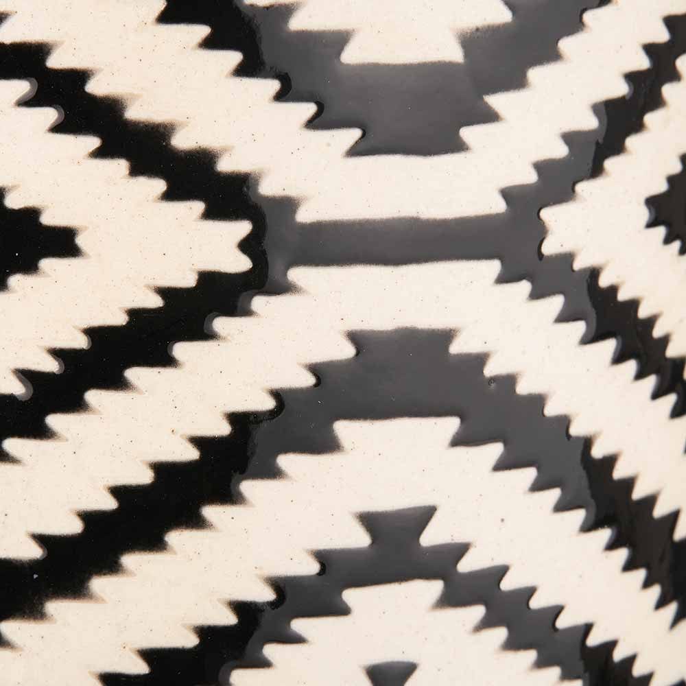 Pacific Lifestyle Accessories Chirala Black and White Ceramic Aztec Design Lidded Ginger Jar House of Isabella UK