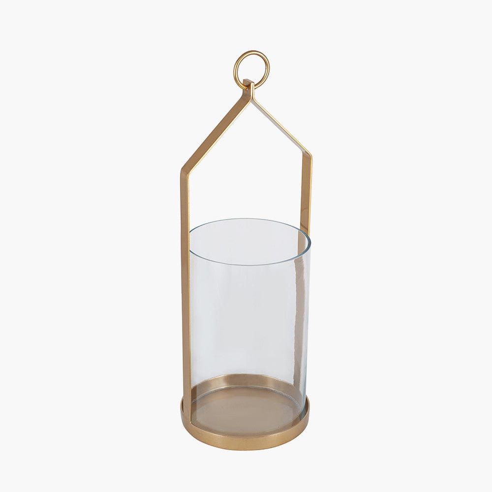 Pacific Lifestyle Accessories Clear Glass and Brass Metal Large Hurricane House of Isabella UK