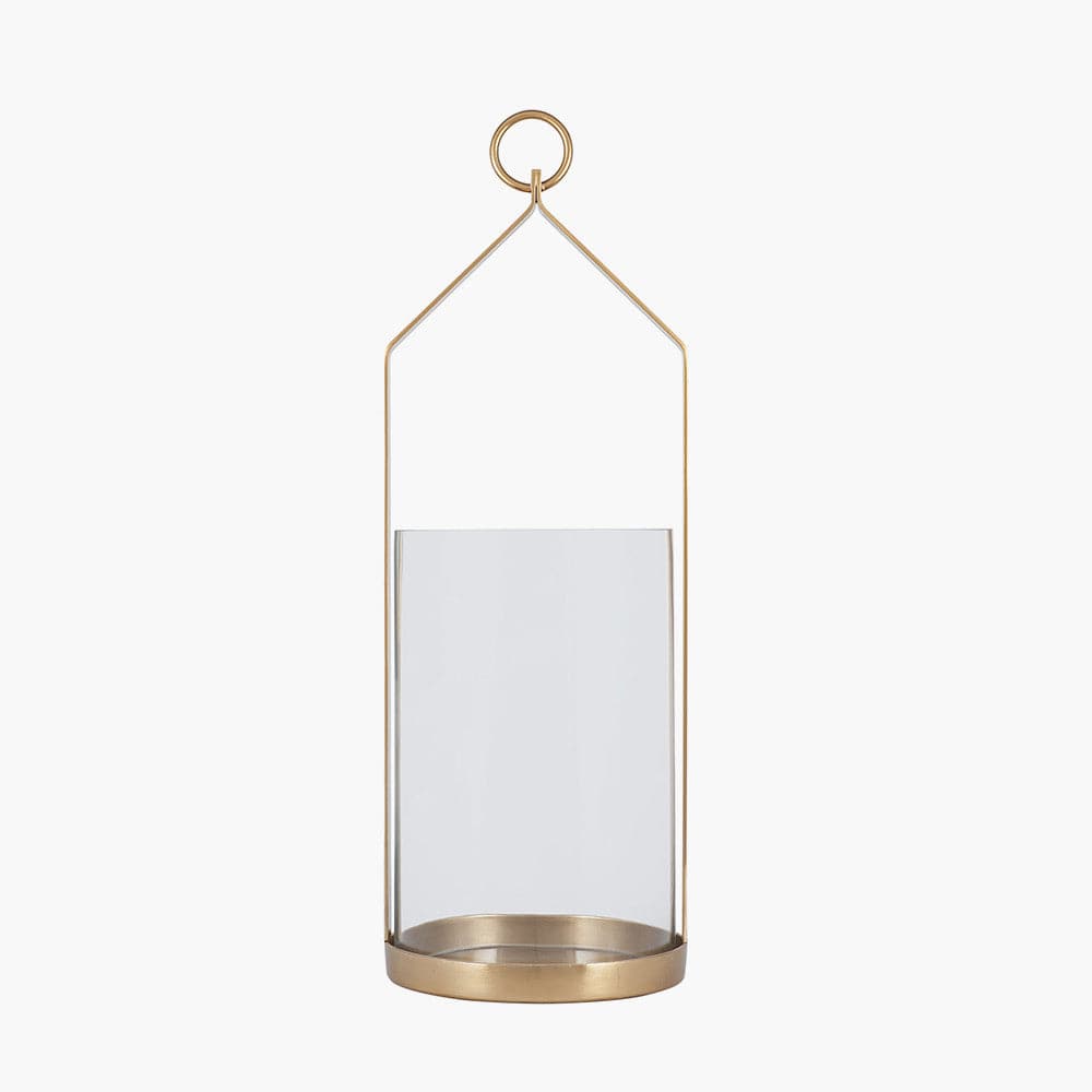 Pacific Lifestyle Accessories Clear Glass and Brass Metal Large Hurricane House of Isabella UK