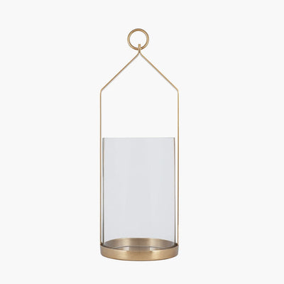 Pacific Lifestyle Accessories Clear Glass and Brass Metal Large Hurricane House of Isabella UK