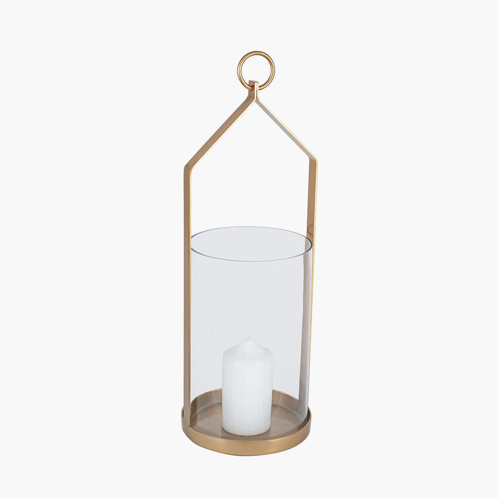 Pacific Lifestyle Accessories Clear Glass and Brass Metal Large Hurricane House of Isabella UK